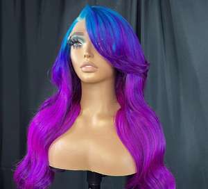 Bourgogne <span class=keywords><strong>noir</strong></span> Skunk rayure <span class=keywords><strong>cheveux</strong></span> vague de corps perruques 99J <span class=keywords><strong>rouge</strong></span> gagner couleur <span class=keywords><strong>avec</strong></span> des stries noires mettre en évidence pré plumé perruques de <span class=keywords><strong>cheveux</strong></span> humains - Product Image 3