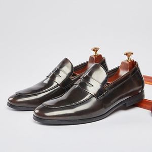 Luxury Men's Genuine Leather Casual Loafers High Quality Handmade Oxfords Italian Style Formal <b>Shoes</b> <b>Height</b> <b>Increasing</b> - Product Image 1