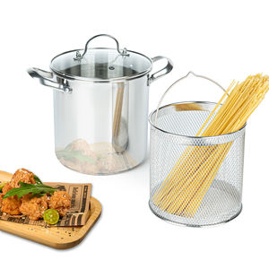 Olla para Pasta de Acero Inoxidable de 4L con Cesta de Malla y Tapa de Vidrio, Compatible con Olla para Cocinar, para Freír y Cocinar al Vapor, Apta para Lavavajillas - Product Image 2