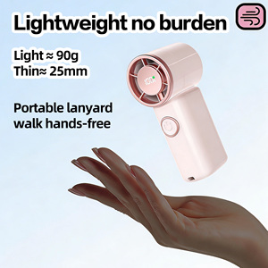 Ventilador de Bolsillo Portátil para Coche, Diseño Macaron, Mini Ventilador de Mano de 90g, 5 Velocidades, Pantalla LED, con Cordón, Ideal para el Verano, Regalo para Mujer - Product Image 3