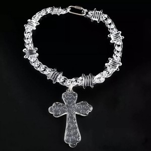 Bijoux Hip Hop pour adolescents garçons pendentif croix personnalisé gros tour de cou clair jésus Laser UV Cool collier chaînes de mode QH - Product Image 4