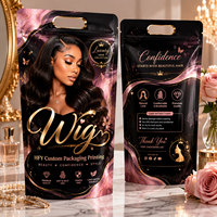 Sacs pour extensions de cheveux, sacs pour perruques, impression personnalisée du logo de votre marque, fenêtre transparente, fermeture éclair, pochettes verticales