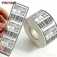 Rouleau de papier thermique PET transparent personnalisé, papier thermique auto-adhésif durable pour les étiquettes de point de vente, les étiquettes de distributeur automatique, les étiquettes de rayonnage et les codes-barres logistiques