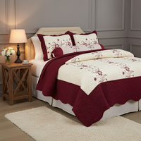 Couvre-lit et édredon de luxe brodés à motifs floraux avec taie d'oreiller pour ensemble de literie domestique