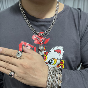 Colgante de acero inoxidable con forma de sombrero para hombre, collar informal estilo punk retro, diseño geométrico con forma de comida, 120107 - Product Image 4