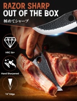 Ensemble de couteaux Viking 3 pièces, couteau de boucher japonais forgé à la main, manche en bois, acier à haute teneur en carbone, cadeau pour le camping et le barbecue pour hommes
