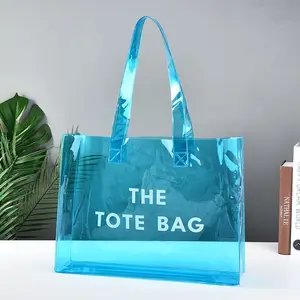 Haute qualité clair gelée Pvc vêtements sac à provisions plage sacs à bandoulière pour filles personnalisé sac fourre-tout Transparent