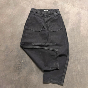 Jeans en denim ciré de luxe sur mesure pour hommes, coupe oversize et baggy, par un fabricant de denim de créateur - Product Image 2