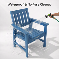 Chaise de jardin bleue résistante aux intempéries, chaise de salle à manger d'extérieur avec dossier incurvé pour jardin, véranda, piscine et terrasse