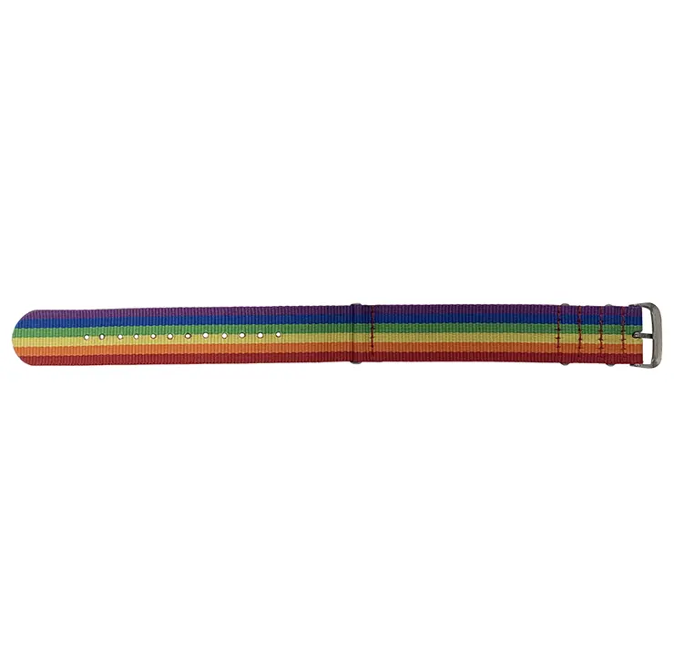 Atacado personalizado colorido ajustável arco-íris pulseira tecido orgulho gay lgbt arco-íris listrado pulseira