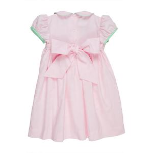 Dottie Hart Dress Palm Beach Pink & Grace Bay Green con Bluebird Smocking abito da bambina in cotone 100% - Product Image 4