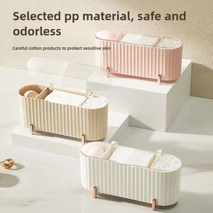 Organisateur de maquillage grande capacité avec couvercle transparent, boîte de rangement pour cotons-tiges et houppettes, organisateur de cosmétiques pour l'organisation de la maison - Product Image 5