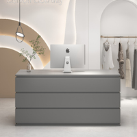 Bureau de réception moderne en bois avec espace de rangement, vente directe d'usine LR-RD-079, taille personnalisée durable pour bureau ou magasin de détail