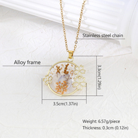Kalung Bunga Sakura Stainless Steel Trendy Buatan Tangan Liontin Resin Bunga Asli Aksesoris Musim Semi Romantis untuk Wanita