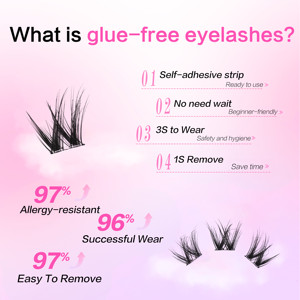 Extensions de <span class=keywords><strong>cils</strong></span> auto-adhésives en grappes, noires, sans colle, DIY, 5D, effet Sweet Doll, à presser, pré-collées, Star Push, effet wispy, réutilisables, volume - Product Image 3