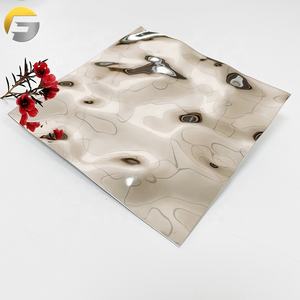 CL0131 pannello per soffitto decorativo in rilievo in lamiera di ondulazione dell'acqua in acciaio inossidabile argento - Product Image 5