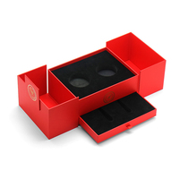 Boîte cadeau de luxe personnalisée en carton rigide rouge multicouche avec insert en velours pour caviar et cosmétiques