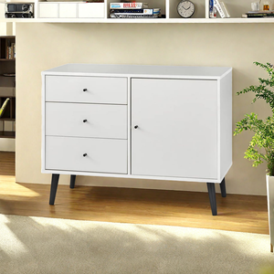 Buffet de cuisine antique en MDF avec 1 porte et 3 tiroirs, armoire de rangement gain de place, organisateur de buffet de cuisine pour <span class=keywords><strong>salle</strong></span> à <span class=keywords><strong>manger</strong></span> - Product Image 3