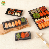 Boîte à sushi en plastique sans BPA, alimentaire, jetable, avec couvercle à clipser et gaufrage, pour salades, frites et aliments pour animaux de compagnie