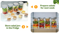 Stoples Salad Kaca Bebas BPA 2026 yang Ditingkatkan dengan Wadah Saus Basah & Kering, Portabel & Anti Bocor, Dapat Disesuaikan.