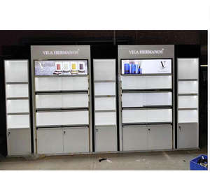 Elegante Umweltfreundliche Langlebige Gehärtete Glas-Edelstahl-Kosmetik-Vitrinen mit <span class=keywords><strong>LED</strong></span>-Beleuchtung Leicht zu Reinigende Ausstellungsschränke - Product Image 1