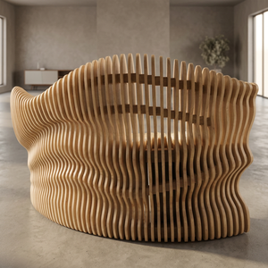 Custom Adjustable Modern <b>Solid</b> <b>Wood</b> Parametric Art Reception <b>Desk</b> for Hotel Shopping Mall Office-YUWEI Brand Commercial Use - Product Image 4