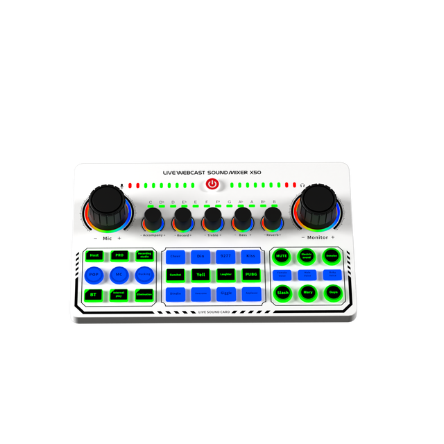 X50 Sound Audio Streaming Kit DJ Mixer Sound Board Audio Digital Mixer Sound Cards for Gaming Podcast Recording DJ Studio