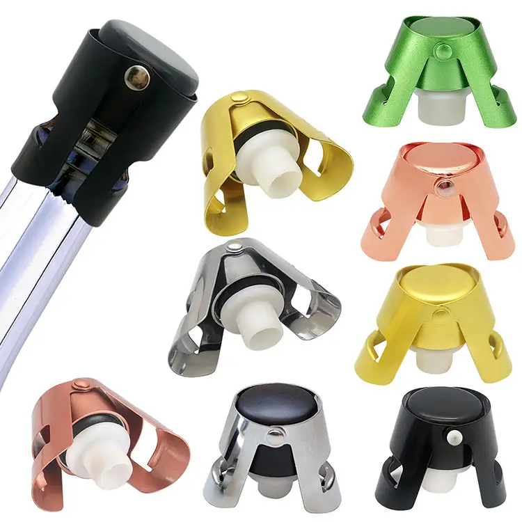 Metal Champagne Silicone Cork Sealing Machine Bar Kitchen Tools Red Wine Bubbly Top Stopper Stainless Steel Wine Bottle Plug