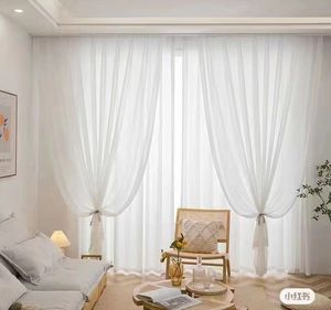 Decorazioni natalizie esterne Anti-graffio Chiffon sfondo tenda a tinta unita trasparente pannello bianco diamante filato tende balcone - Product Image 1
