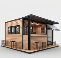 Kiosque de café modulaire en conteneur préfabriqué avec comptoir de service, auvent et stand commercial portable sur mesure