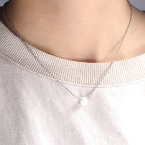 Black And White Ceramic <b>Sphere</b> Pendant Necklace 6mm Minimalist Geometric Design For Women Daily Wear - Product Image 3