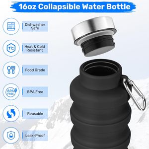 New Arrivals 500ml Rubber Foldable Eco-Friendly Unisex Camping <b>Travel</b> <b>Bottle</b> with Hand Grip - Product Image 3