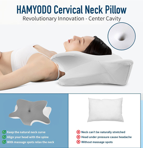 Bantal tengkuk busa memori ergonomik, penopang leher tempat tidur anti-mendengkur dapat dicuci sisi belakang - Product Image 6