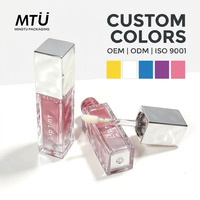 Tube de brillant à lèvres carré en plastique ABS de luxe OEM de 6ml emballage avec logo personnalisé avec bouchon à vis argenté pour cosmétiques Liquid Blush