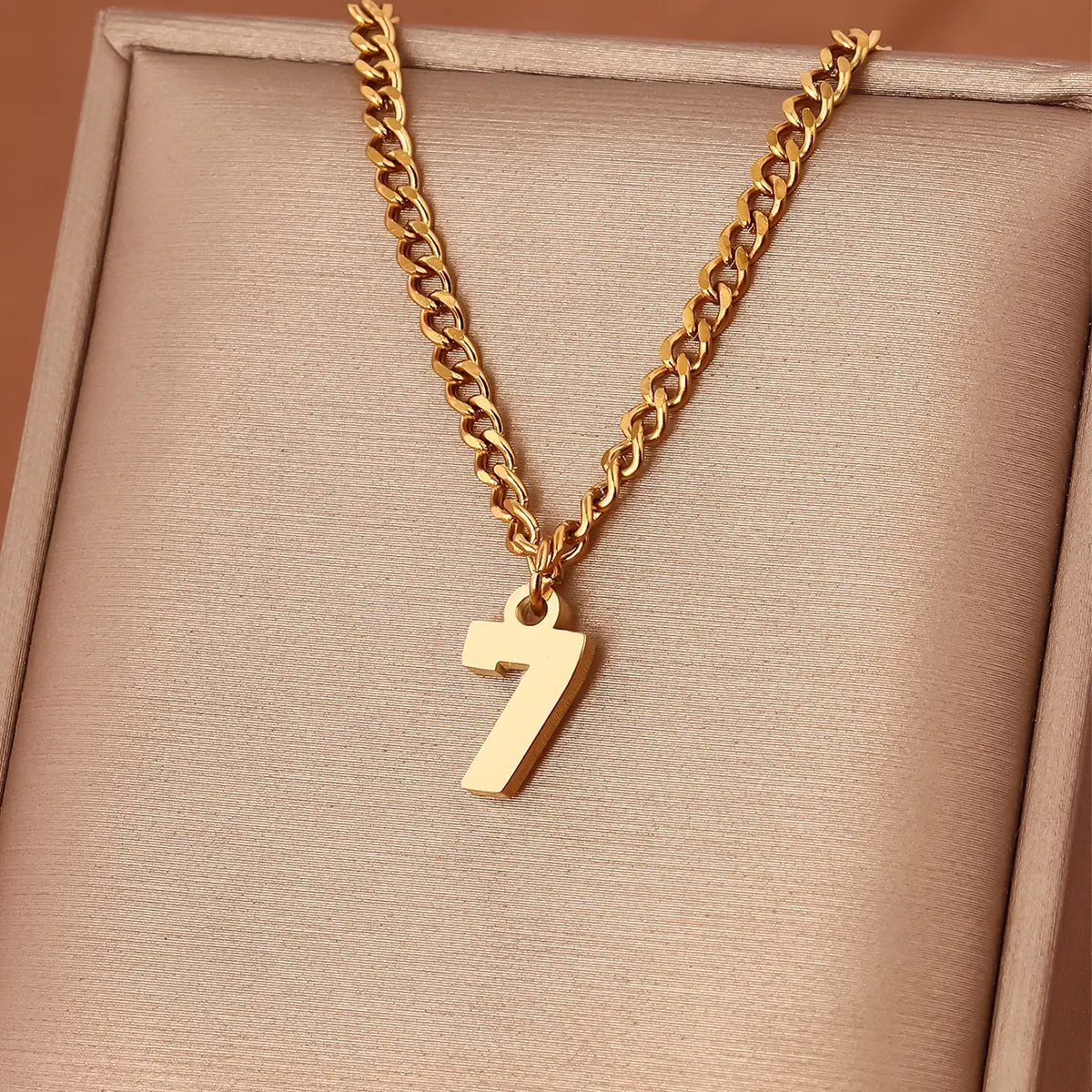 Nieuw Model Rvs Ketting Gold Age 7 Ketting Punk Stijl Staal Goud Nummer 7 Ketting Voor Vrouwen