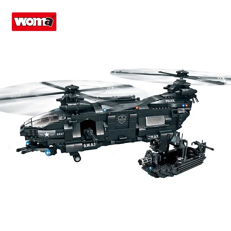 WOMA TOYS C05501376pcsレンガシティスワットプレーンモデルバトルボートビルディングブロック航空機戦闘機