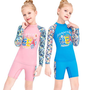 Nuevo Traje de Baño para Niñas, Conjunto de 2 Piezas con Top de Manga Larga y Pantalones Cortos, Protección Solar UPF50+, Traje de Baño Separado - Product Image 6