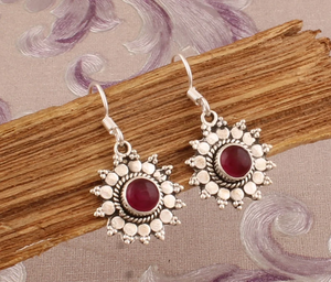 Venta caliente 925 plata esterlina Rosa Jade flor diseñador hecho a mano joyería regalo Idea mujeres pendientes - Product Image 1