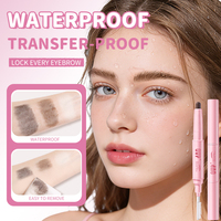 Crayon à sourcils 2-en-1 waterproof, effet naturel, longue tenue, pour modeler et fixer les sourcils, vente en gros