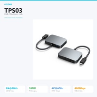 Colorii TPS03 Aluminium Alloy 4-Port Multi-Scenario 4K/8K Display & Charging Hub untuk 2.1 Type-C Video MST Usb C Adapter Aultiport