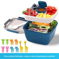 Boîte à lunch portable Amz Hot 1,5/2L, conteneur à salade à 2 niveaux, boîtes bento, bols à salade, boîte à lunch, conteneur alimentaire