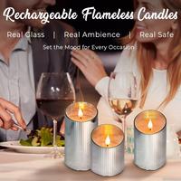 Ensemble de bougies sans flamme Bougie rechargeable par USB Lampe télécommandée Bougies avec minuterie et gradateur Lampe de décoration de Noël