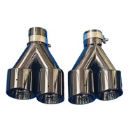 Punta de Escape Estilo AK de 3.5 Pulgadas, Forma de Y, Malla Interior de Acero Inoxidable, Color Negro Titanio, Punta de Silenciador Doble para Tuning de Tubo de Escape de Automóvil