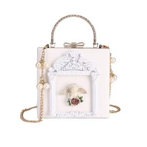 ALL PASS Túi Xách Nữ Dập Nổi Phong Cách Baroque Thiên Thần Hàn Quốc Mới Túi Cầm Tay Vuông Nhỏ Đeo Chéo Thân Ngọc Trai Đơn Giản Thời Trang Ba Buổi Tối - Product Image 3
