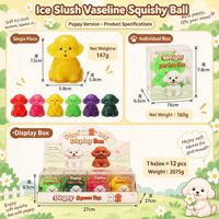 Boîte de présentation de jouets anti-stress à presser : Boule de slushy à l'huile de coco, baie de myrtille, pomme, pastèque, kiwi, et jouet squishy à la vaseline
