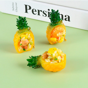 Modelo de juguete de comida de PVC con simulación de piña y arroz frito de Yangzhou, miniatura de arroz frito con huevo, adorno de comida, juguete DIY - Product Image 1