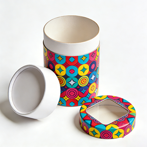 Custom Printed Cylinder Paper Tube With <b>Window</b> Durable Round Cardboard Canister For Cosmetic Perfume Gift Packing - Product Image 4