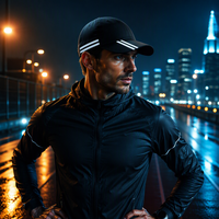 Groothandel op maat gemaakte logo zwarte reflecterende running cap sport baseball pet fabrieksprijs hoge zichtbaarheid atletische pet