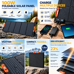 Chargeur Solaire Monocristallin Pliable Haute Efficacité 100W 400W Étanche Portable pour Camping-Car KRL18650 Haute Conversion - Product Image 3