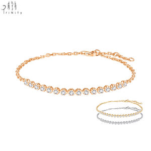 Bracelets ajustables pour femmes, très populaires, en or massif 18 carats, avec diamants naturels, chaîne à maillons, bijoux élégants et raffinés. - Product Image 1